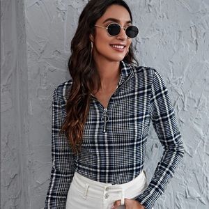 Plaid zip up shirt nwot